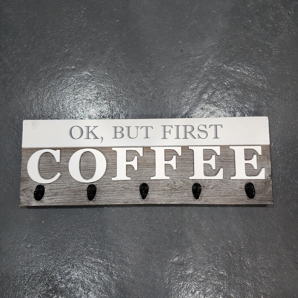 Barnyard Designs Coffee Mug Rack Unisex 24x8 Gray Rustic Farmhouse Decor